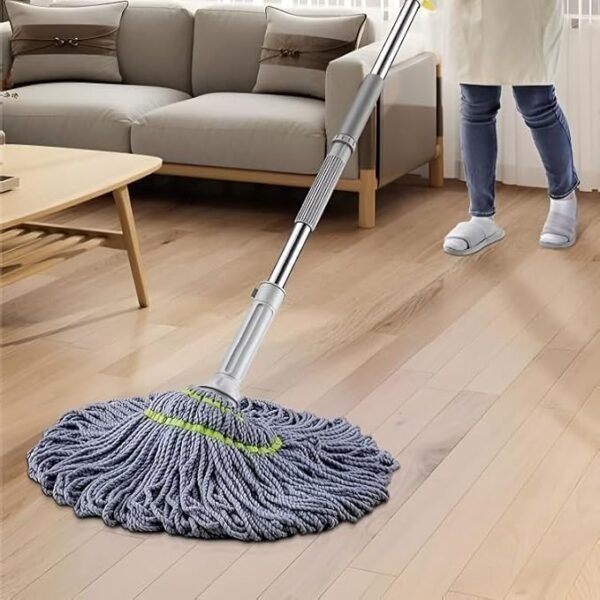 Self-Wringing Squeeze Mop | Stainless Steel Microfiber Twist Mop | Quick-Dry Floor Cleaning Mop | Microfiber Dust Mop with Easy Squeeze Technology - Image 2