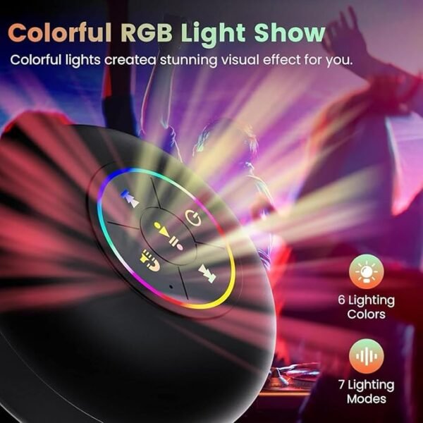 Mini Bluetooth Shower Speaker with RGB LED | Waterproof Suction Cup Speaker | Portable Bathroom Speaker with Mic - Image 4