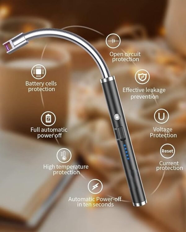 USB Rechargeable Electric Arc Lighter with Flexible Neck – LED Indicator | Candle, Kitchen & Camping Use - Image 4