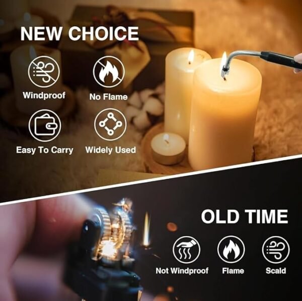 USB Rechargeable Electric Arc Lighter with Flexible Neck – LED Indicator | Candle, Kitchen & Camping Use - Image 2