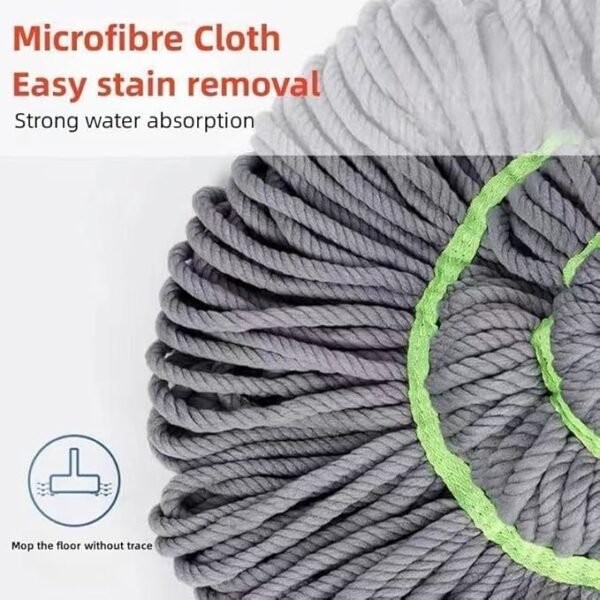Self-Wringing Squeeze Mop | Stainless Steel Microfiber Twist Mop | Quick-Dry Floor Cleaning Mop | Microfiber Dust Mop with Easy Squeeze Technology - Image 6