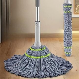 Self-Wringing Squeeze Mop | Stainless Steel Microfiber Twist Mop | Quick-Dry Floor Cleaning Mop | Microfiber Dust Mop with Easy Squeeze Technology