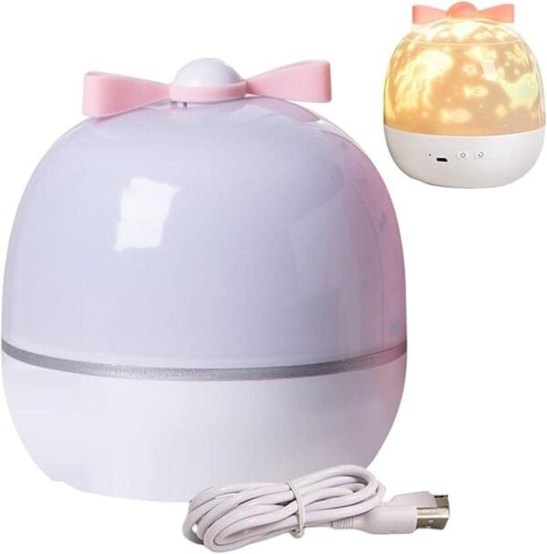 360° Bunny Star Projector Night Light – LED Ceiling Lamp with 21 Films for Kids & Bedroom Decor