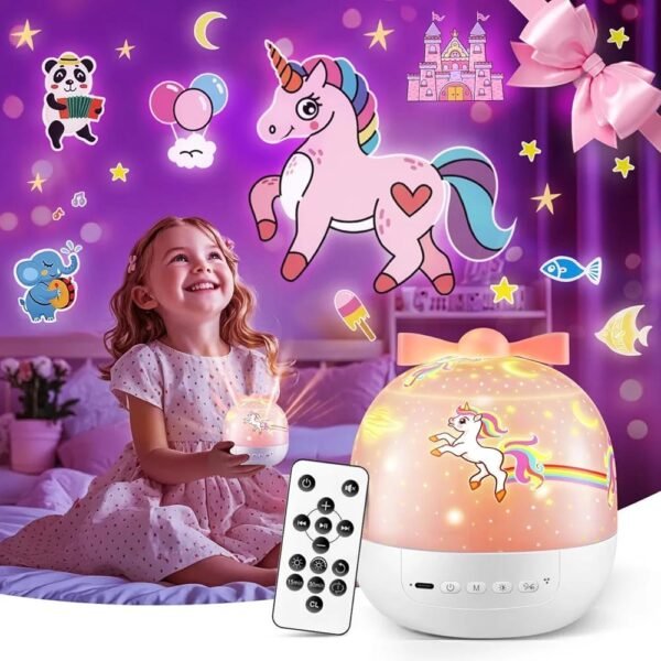 360° Bunny Star Projector Night Light – LED Ceiling Lamp with 21 Films for Kids & Bedroom Decor - Image 2