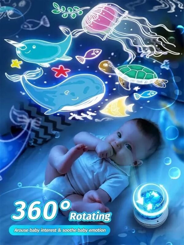360° Bunny Star Projector Night Light – LED Ceiling Lamp with 21 Films for Kids & Bedroom Decor - Image 4