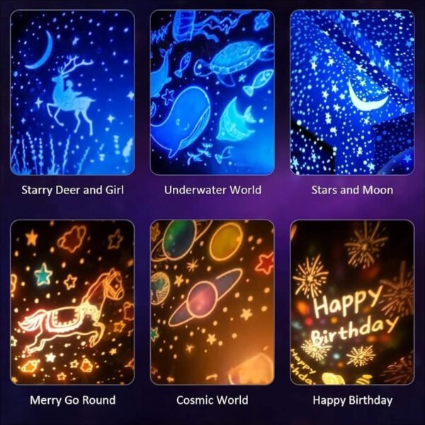 360° Bunny Star Projector Night Light – LED Ceiling Lamp with 21 Films for Kids & Bedroom Decor - Image 5