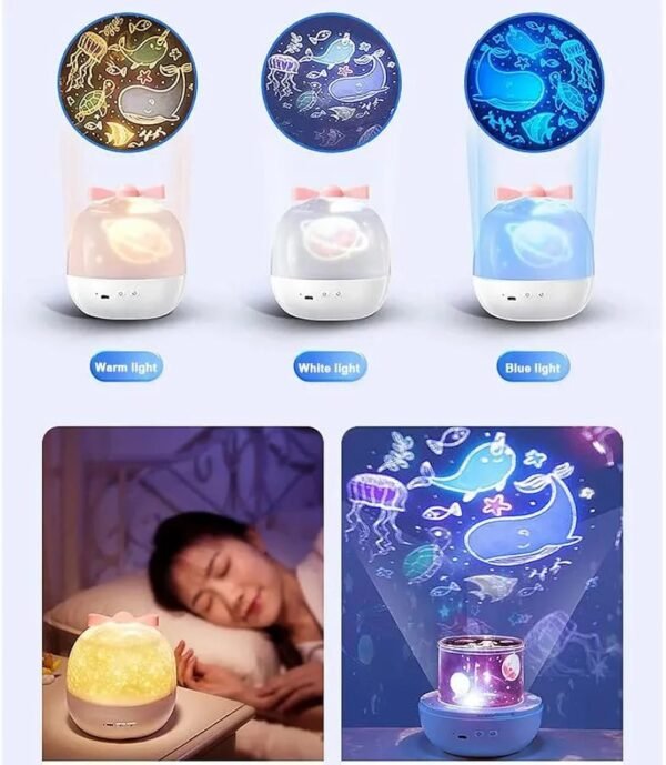 360° Bunny Star Projector Night Light – LED Ceiling Lamp with 21 Films for Kids & Bedroom Decor - Image 9