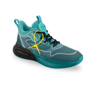 Turquoise Performance Sneakers with Air-Cushioned Sole and Contrast Detailing