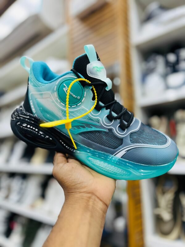 Turquoise Performance Sneakers with Air-Cushioned Sole and Contrast Detailing - Image 3