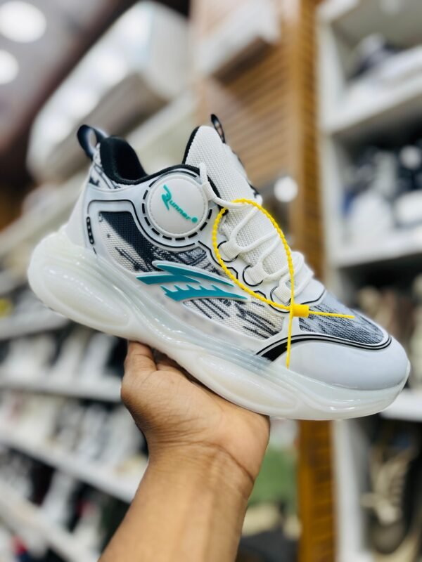Turquoise Performance Sneakers with Air-Cushioned Sole and Contrast Detailing - Image 4